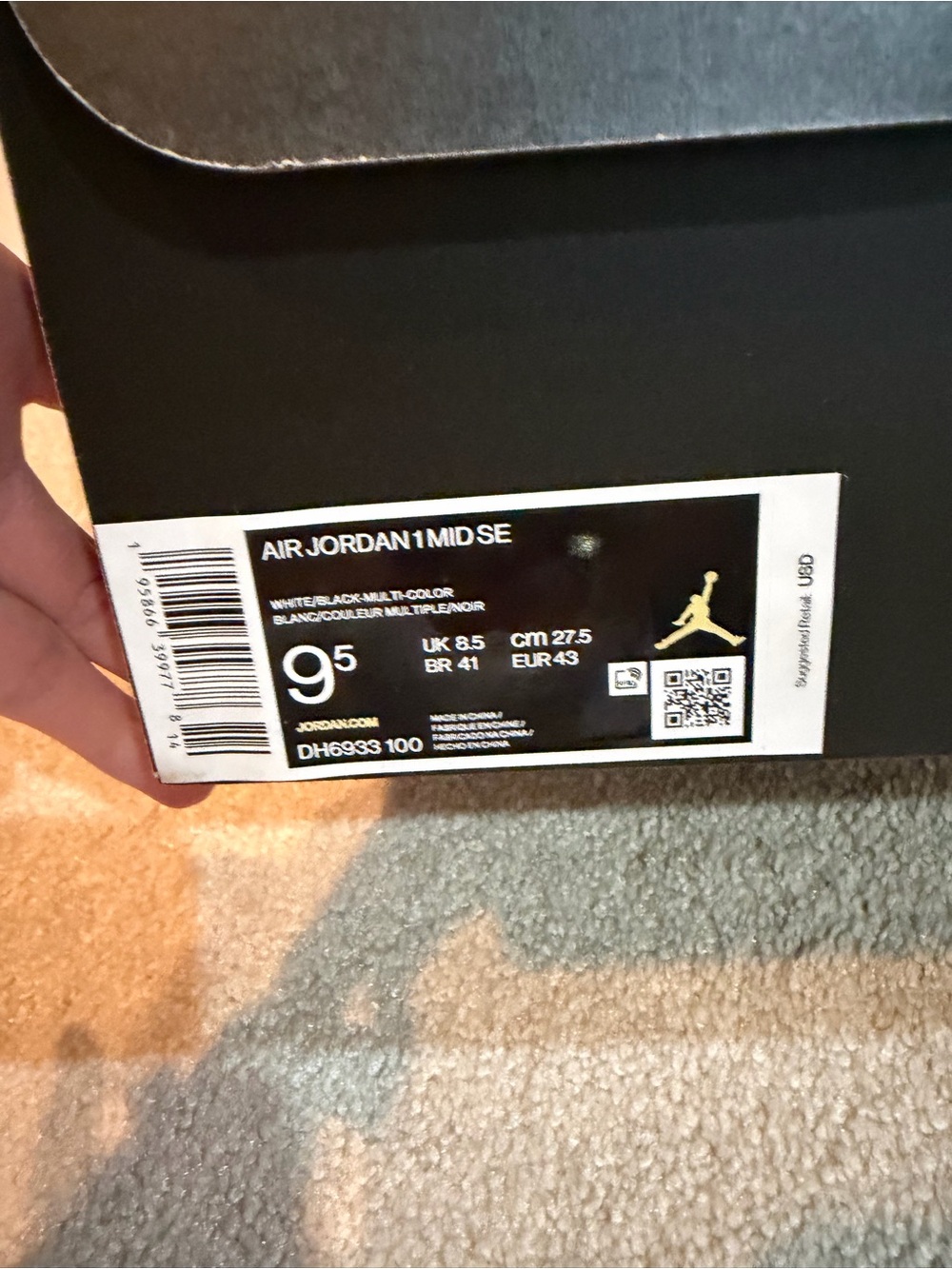 Air Jordan 1 Mid Black & White Sneakers worn once - Picture 2 of 5